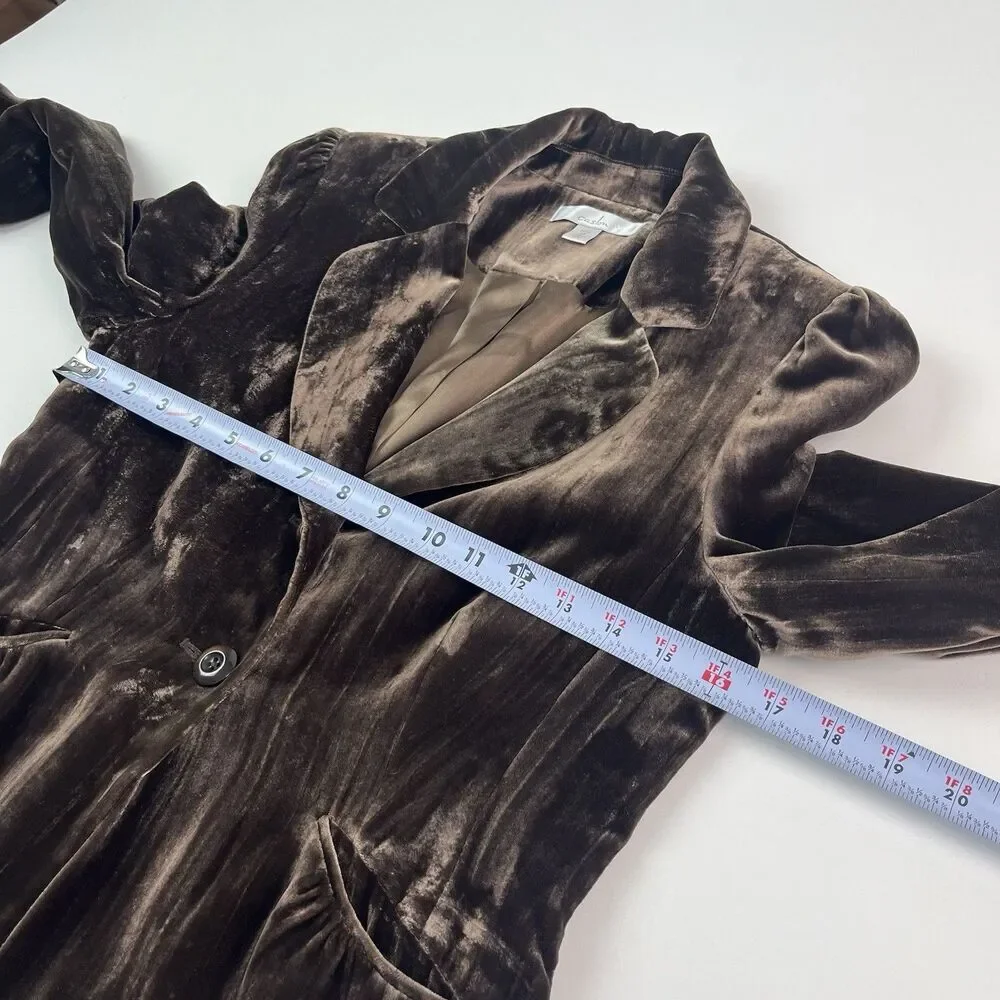 Caslon Velvet Brown Blazer 4P Silk Blend Academia Preppy Office Event Evening